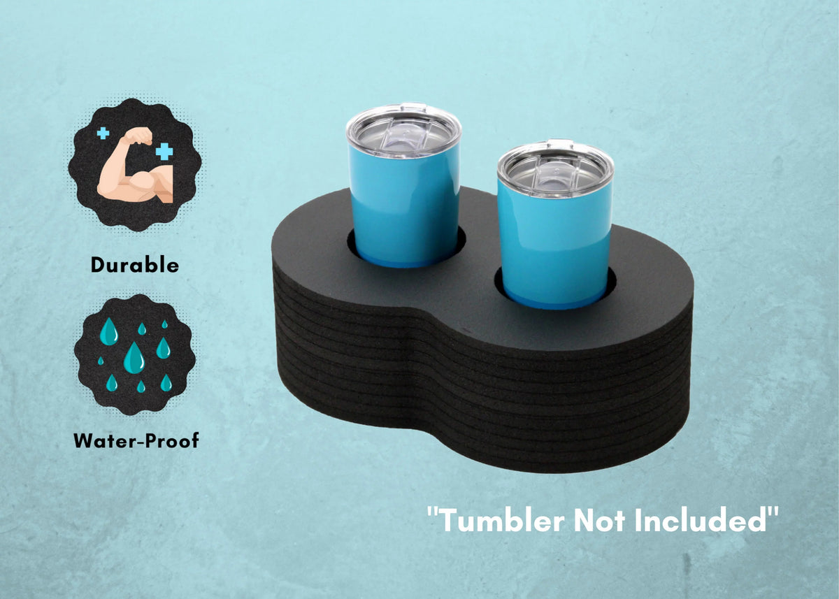 Polar Whale 2 Drink Holders Floating Refreshment Tumbler Holder Drink Float Tray for Pool or Beach Party Float Lounge Durable Black Foam 6 Compartment UV Resistant 13 Inches Wide with Cup Holders