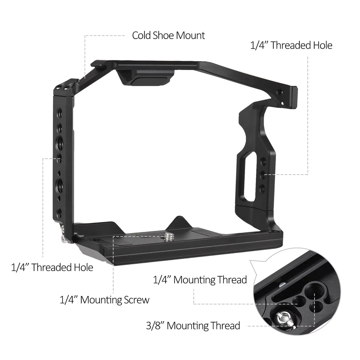 Dcenta Camera Cage Compatible with Panasonic GH6 Aluminum Alloy Construction with Cold Shoe Mount and Extensive Threaded Holes