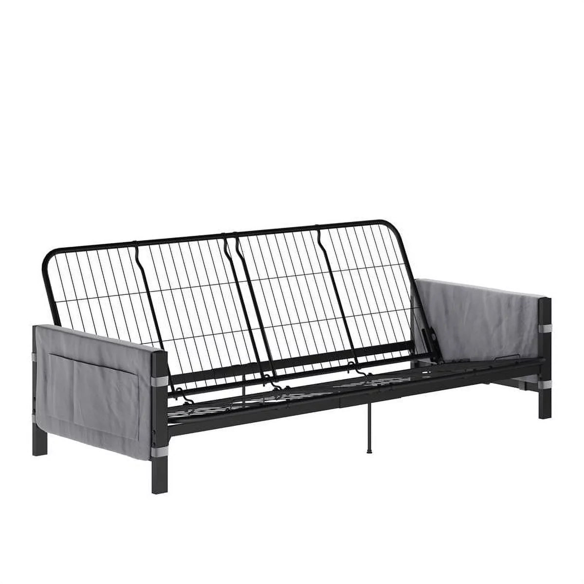 DHP Melbourne Storage Futon with 6" Thermobonded Futon Mattress in Gray