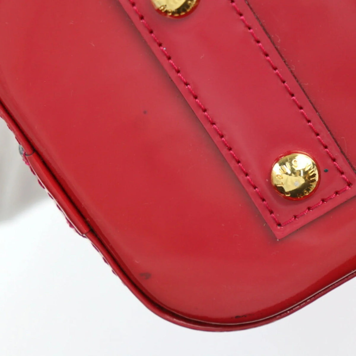 Pre-Owned LOUIS VUITTON Alma BB Handbag M91606 Monogram Vernis Pomme d'Amour Gold Hardware 2WAY Shoulder Bag Crossbody Vuitton (Like New)