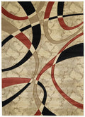 Designer Home Angles Area Rug 510-21390 La-Chic Cream Swirls Wavy Lines 5' 3" x 7' 6" Rectangle