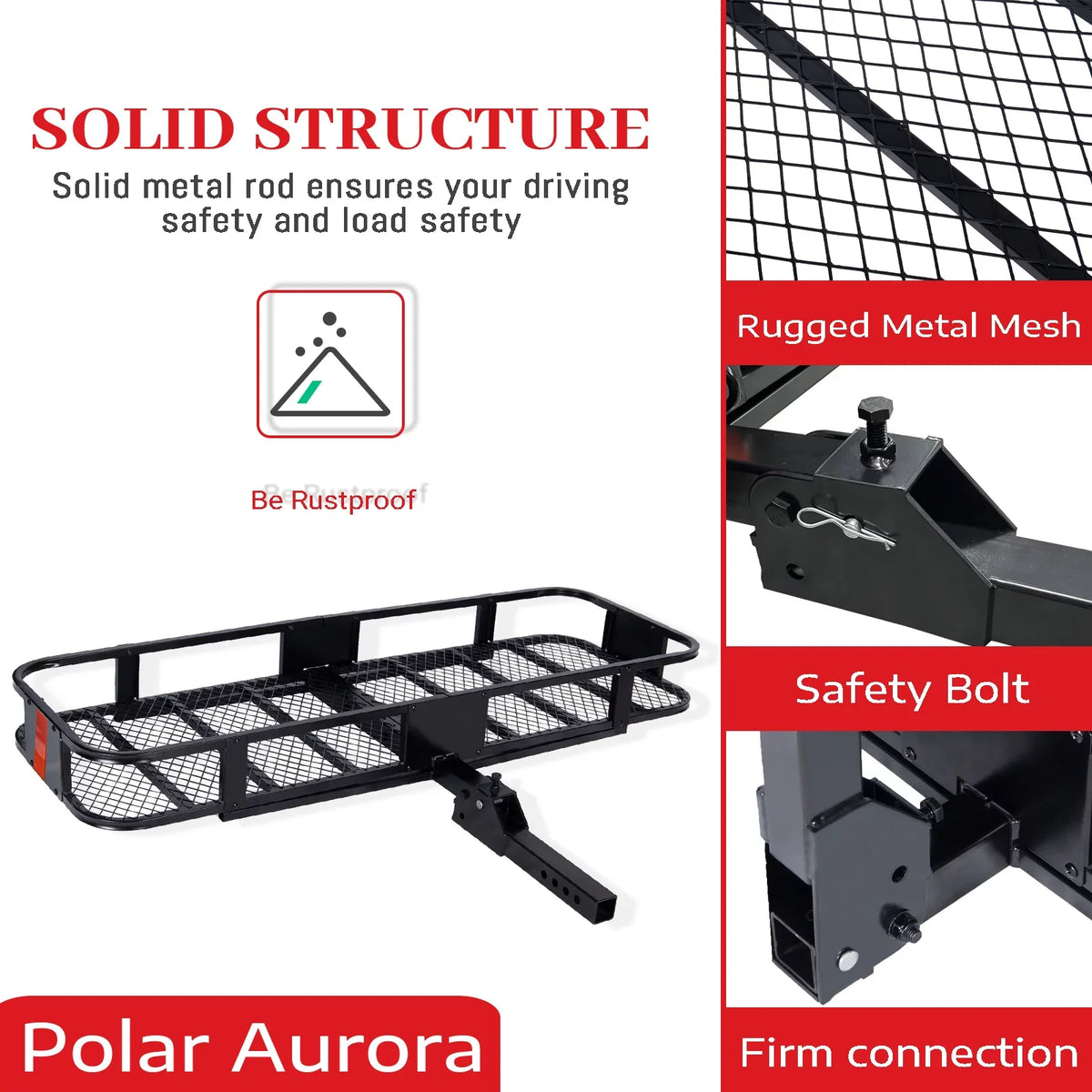 Folding Hitch Mount Cargo Rack Carrier Rear Luggage Basket for Car, SUV, Truck, 500 lbs, Capacity 60"x20"x6"