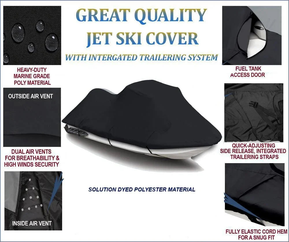 BLACK TOP OF THE LINE JET SKI Cover Compatible for YAMAHA PWC Jet ski cover WaveBlaster II 750 1996 1997 TOP OF THE LINE 1-2 Seater