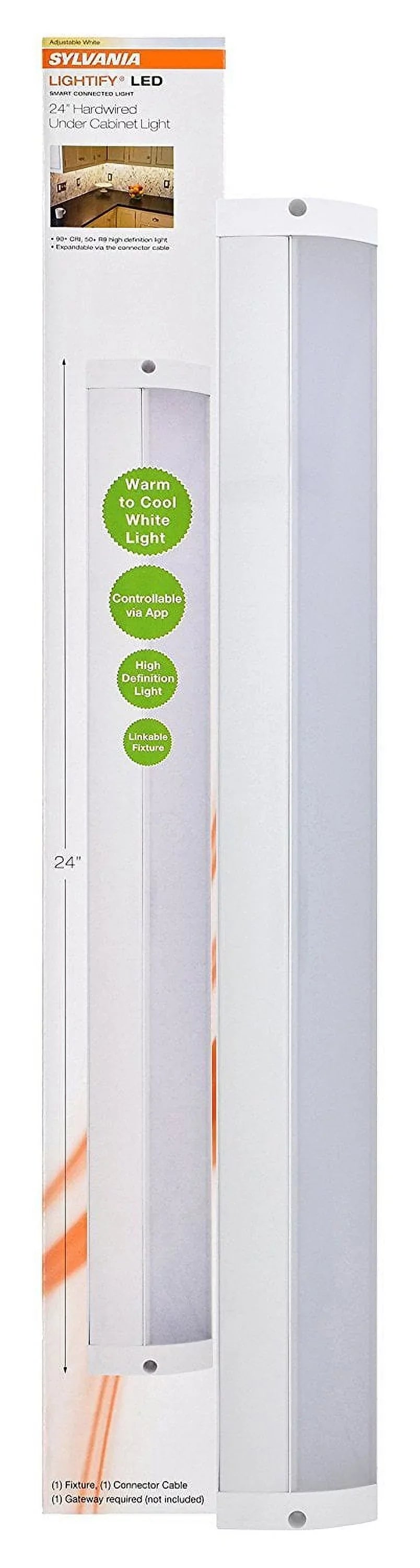 SYLVANIA LIGHTIFY ZigBee Adjustable White 24" Convertible Under Cabinet Light, Works with SmartThings, Wink, and Amazon Echo Plus, Hub Needed for Amazon Alexa and the Google Assistant