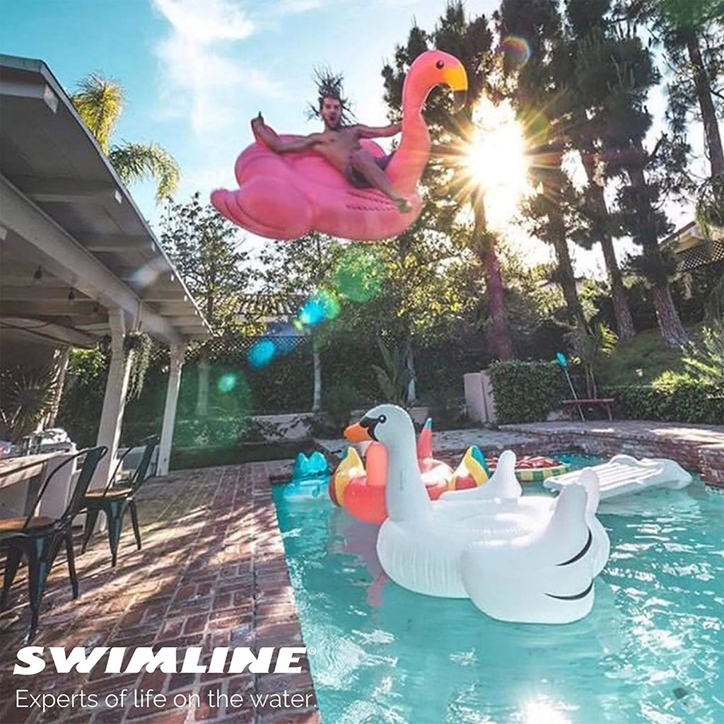 SWIMLINE ORIGINAL 90627 Giant Air-filled Flamingo Pool Float Floatie Ride-On Lounge W/ Stable Legs Wings Large Rideable Blow Up Summer Beach Swimming Party Lounge Big Raft Tube Decoration Toys Kids