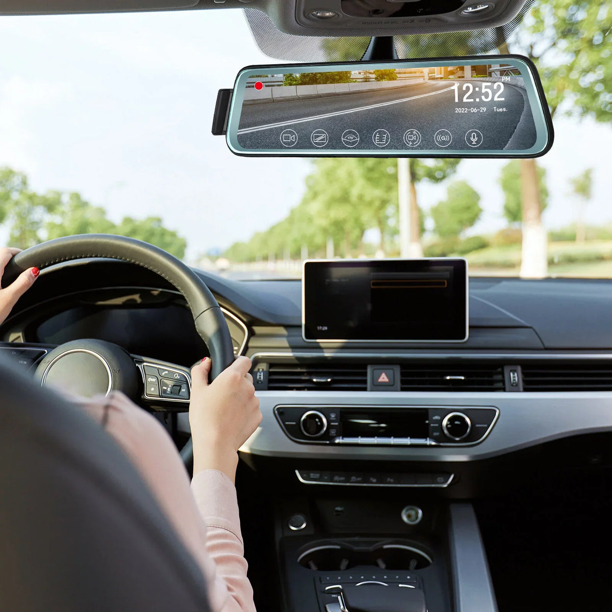 Cheefull 10' Mirror Camera Front and Rear 1080P Backup Camera ' Mirror Dash Cam Rear ViewFHD Full Touch Screen w Loop Recording, G-Sensor, Parking Monitor 170° Wide Angle