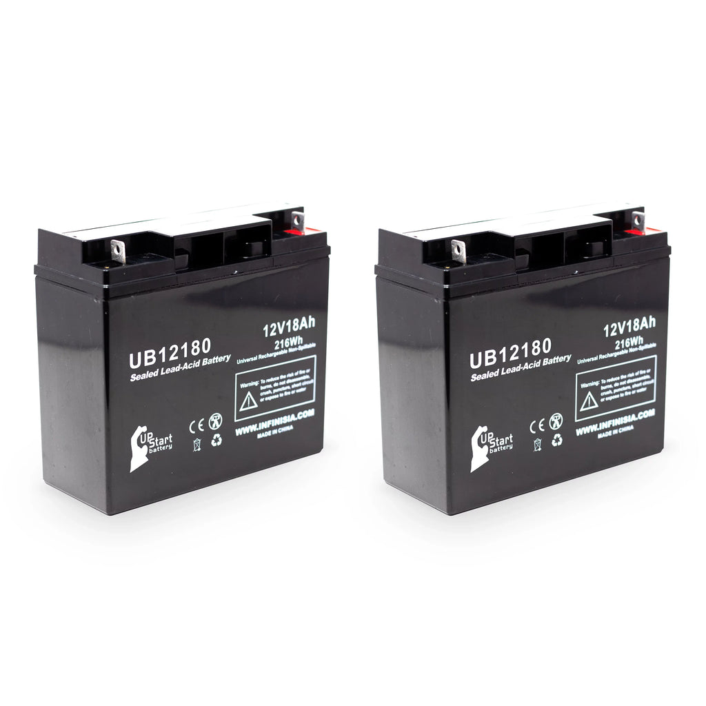 2x Pack - Compatible EAGLE PICHER BATTERIES CFM12V18 Battery - Replacement UB12180 Universal Sealed Lead Acid Battery (12V, 18Ah, 18000mAh, T4 Terminal, AGM, SLA)