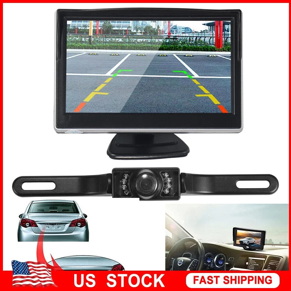 kydely Car Night Vision Backup Camera Kit 5" Wireless Monitor HD Rear View Waterproof