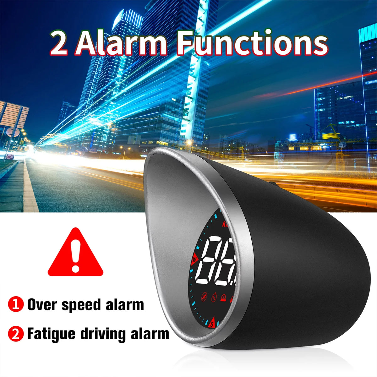 Car Head-up Display Digital Speedometer Display Driving Mileage, Compass Angle, Overspeed Alarm and Fatigue Driving Alarm