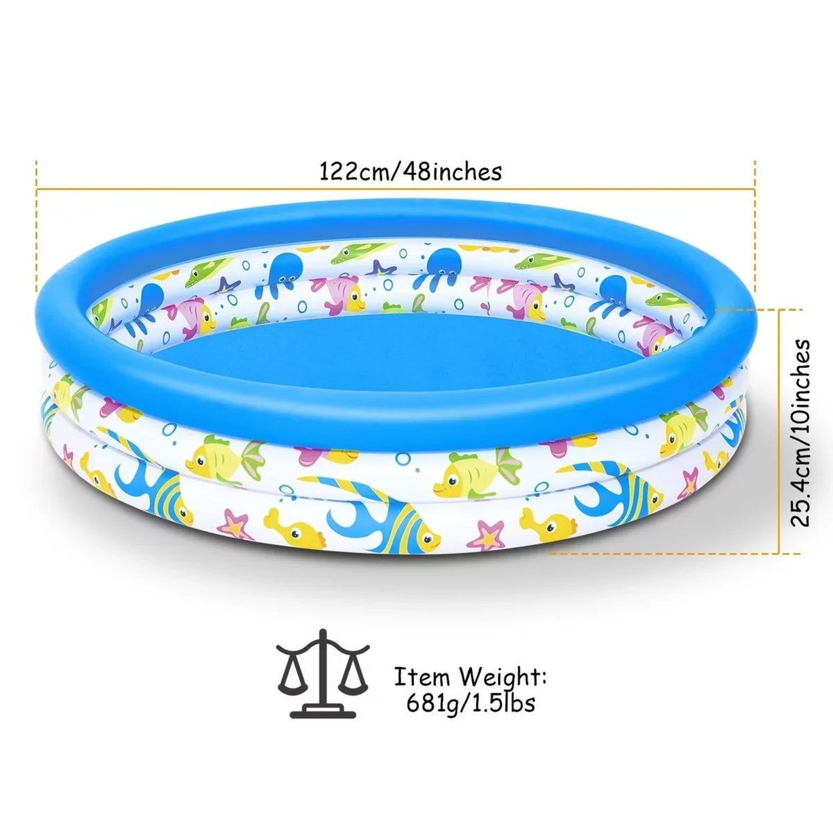 48x10In Air-filled Swimming Pool Blow Up Family Pool For 2 Kids Foldable Swim Ball Pool Center