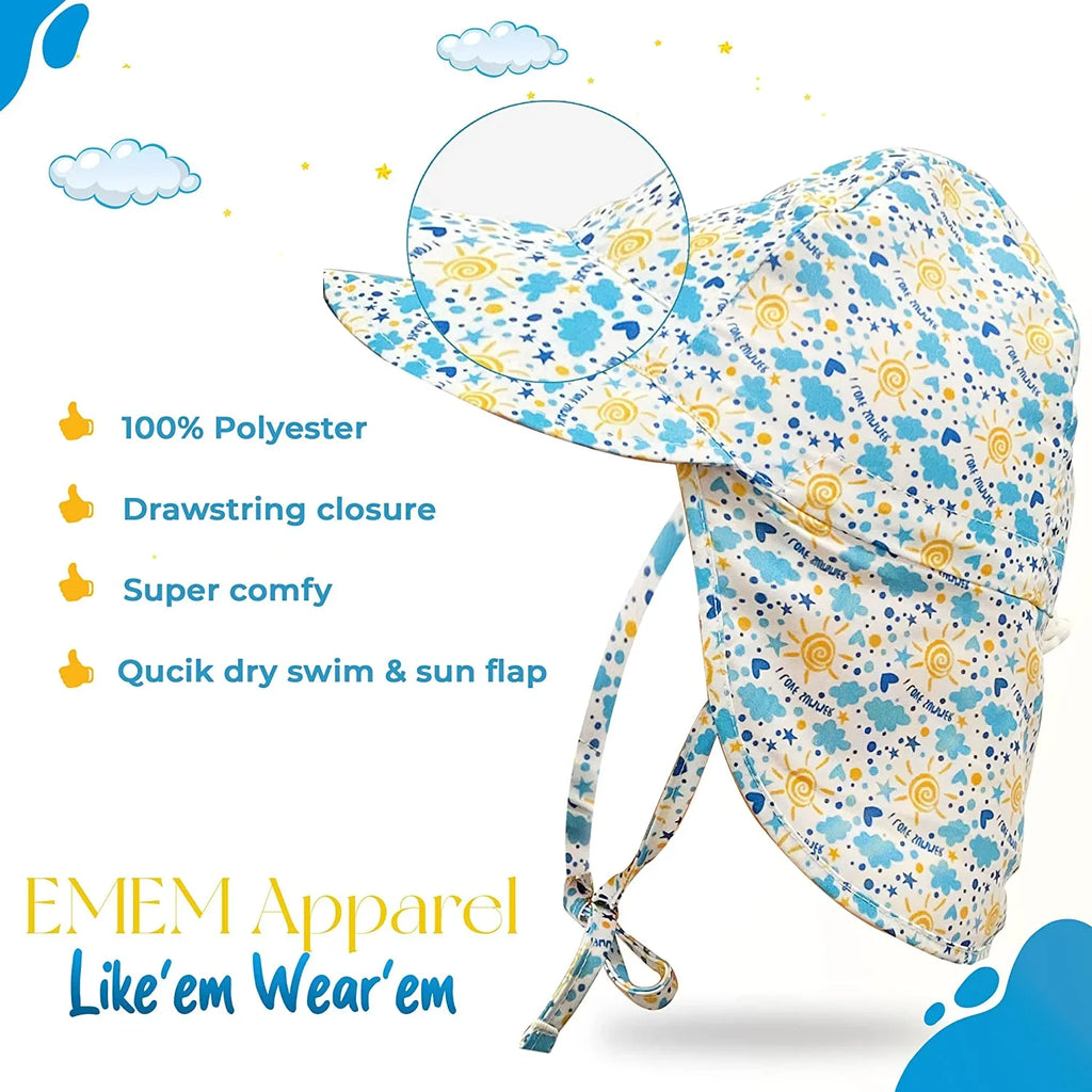Baby Sun Hat UPF 50+ Protection Adjustable Infant Summer Beach Flap Hats Breathable Toddler Swim Pool Play Sunhat Wide Brim