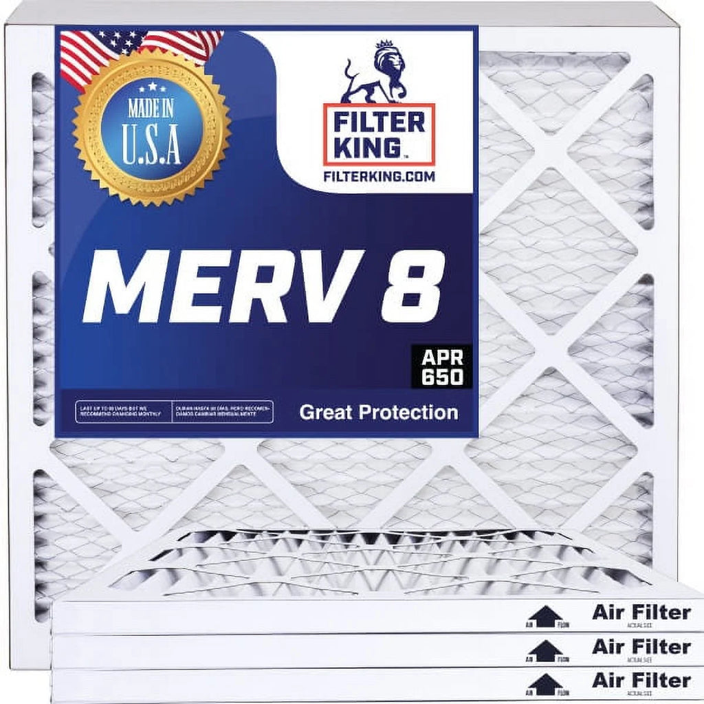 Filter King 23x12.5x1 Air Filter | 4-PACK | MERV 8 HVAC Pleated A/C Furnace Filters | MADE IN USA | Actual Size: 23 x 12.5 x .75"
