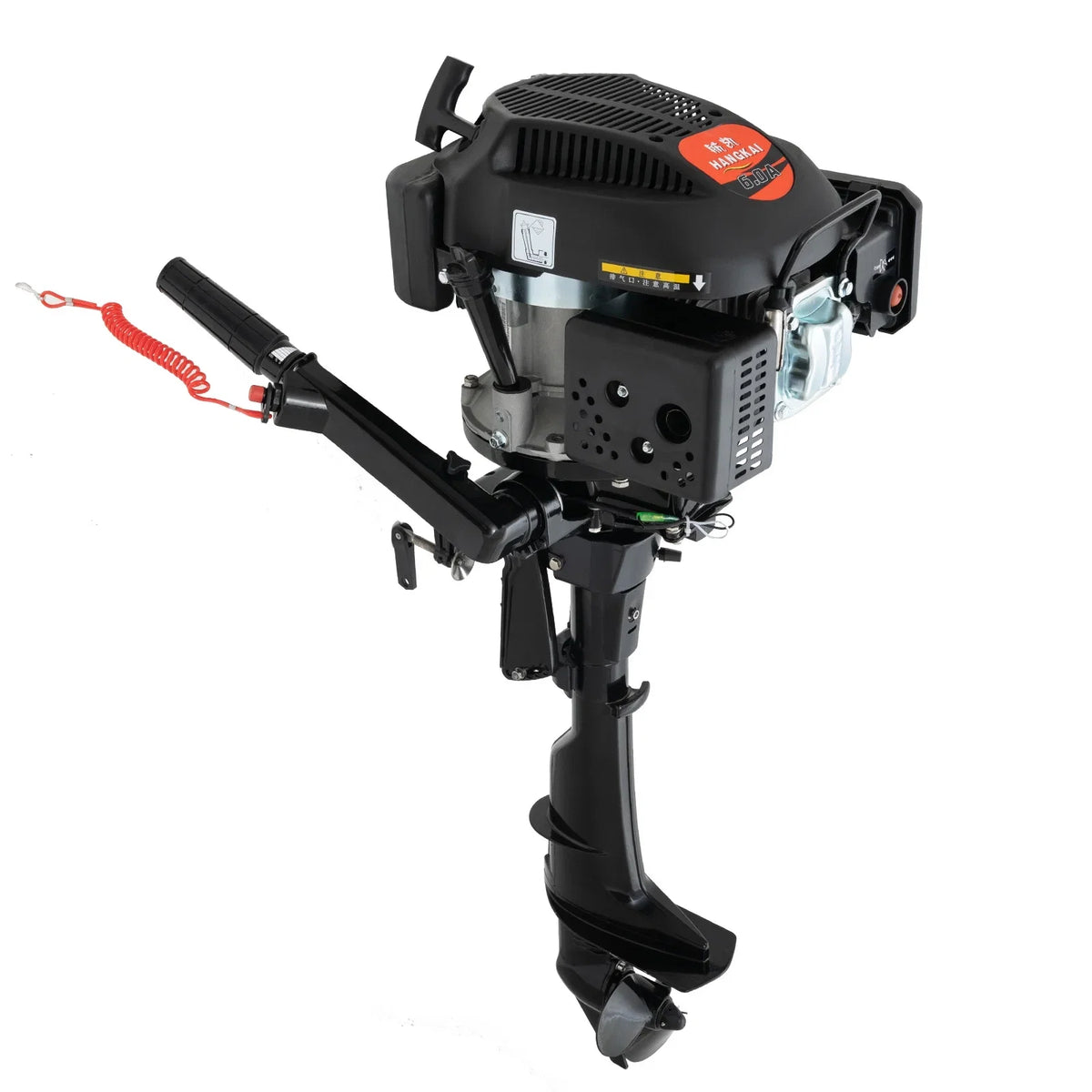 Fichiouy 6 HP 4 Stroke Outboard Motor Engine Tiller Shaft Boat Engine Air Cooling 2500rpm with CDI Water Air Cooling System 1:1.5