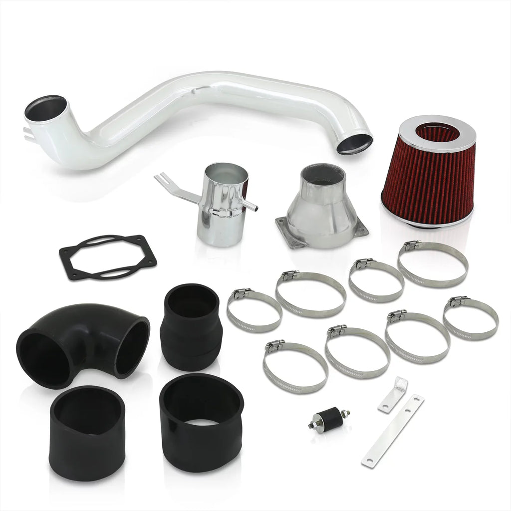 AJP Distributors Cold Air Intake CAI JDM Induction System Polish Aluminum Piping + Filter Compatible/Replacement For Mitsubishi Lancer ES LS OZ 2.0L l4 Manual Trans M/T 2002 2003 2004 2005 02 03 04 05