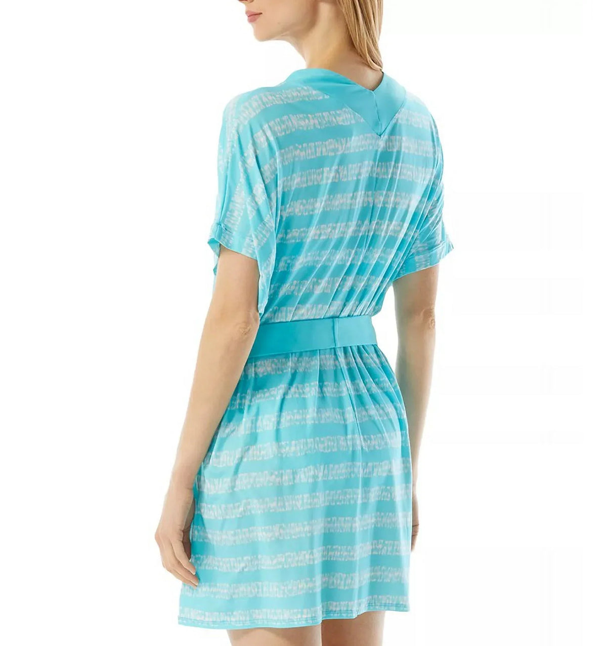 Michael Kors TURQUOSIE V-Neck Belted Tunic Cover-up, US Medium/Large