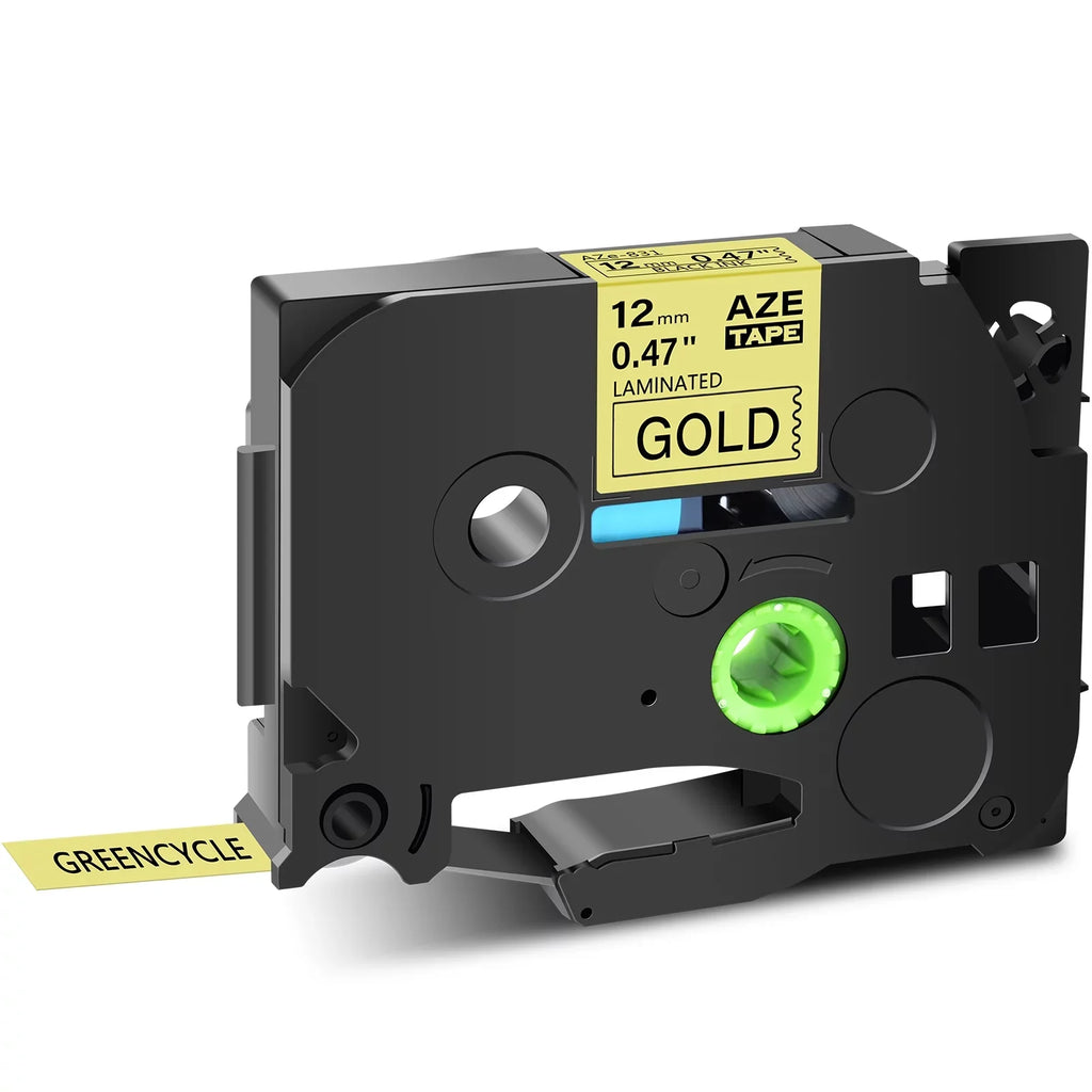 GREENCYCLE 50PK Compatible for Brother P-touch Black on Gold 12mm TZ TZe TZe-831 TZ-831 TZ831 TZe831 Laminated Label Tape
