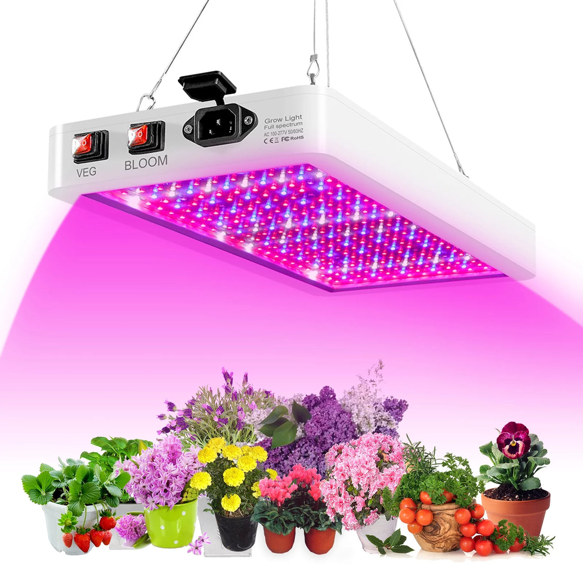 2000W Full Spectrum LED Grow Light with 312 LEDs - Indoor Plant Growing Lamp with Veg/Bloom Switch, IP65 Waterproof, Ideal for Seedlings, Flowers, Greenhouse