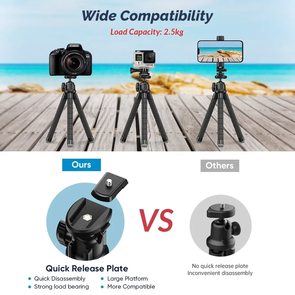 APEXEL Portable Flexible Octopus Tripod Extendable Mini Phone Stand 360 Rotation Shooting for Phone DSLR Gopro Live Streaming