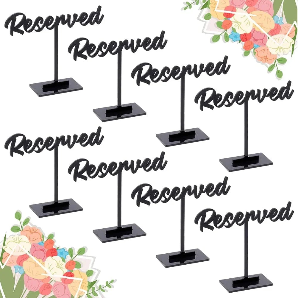 8 Packs Acrylic Reserved Table Sign Golden Wedding Reserved Seating Signs Mirrored Wedding Reception Sign Guest Reservation Standing Table Signs for Restaurant Wedding Party Events Decor