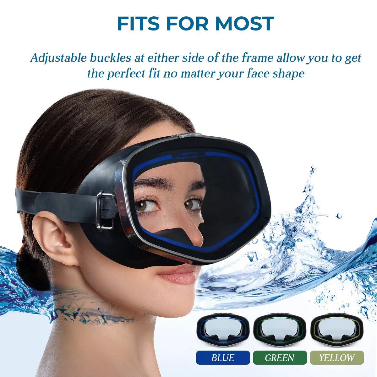 Hanway Adva Snorkel Mask – Tempered Glass Diving Goggles - Scuba Mask for Professional Diving and Snorkeling – Adjustable Buckle Silicone Molding Swimming Mask-Blue