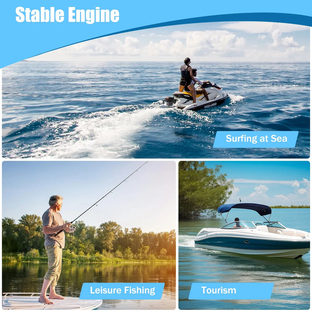 Fichiouy 6 HP 4 Stroke Outboard Motor Engine Tiller Shaft Boat Engine Air Cooling 2500rpm with CDI Water Air Cooling System 1:1.5