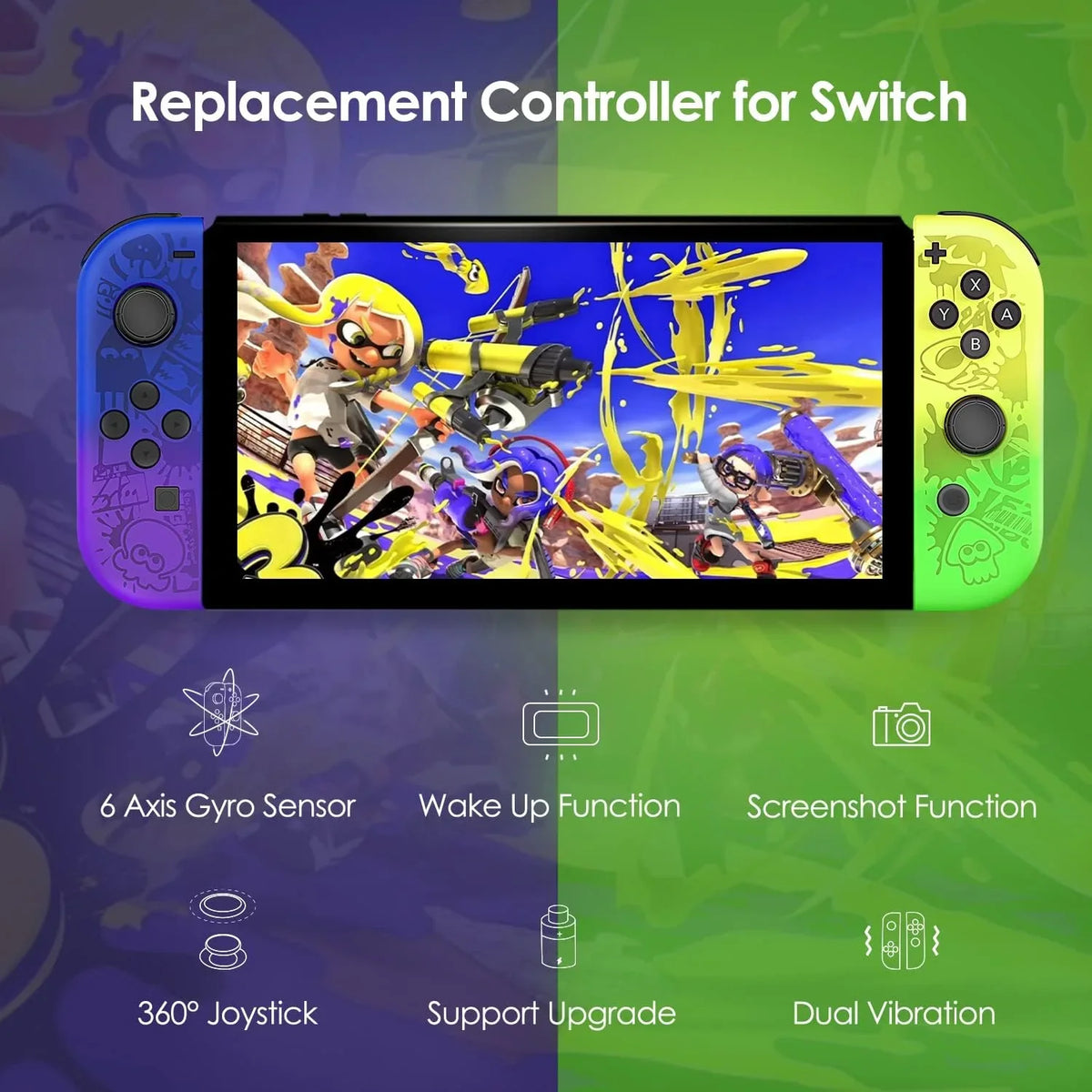Nintendo Switch Controller,Wireless Controllers Joy cons Joy-Pad Joystick- Splatoon 3 Special Edition