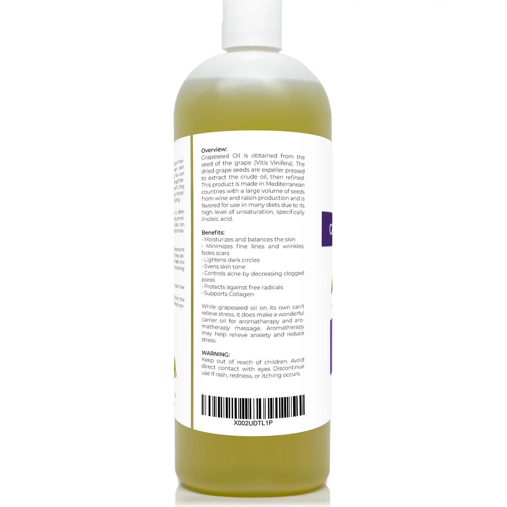 Velona Grapeseed Oil - 32 oz | 100% Pure and Natural Carrier Oil | Refined, Cold pressed | Cooking, Skin, Face, Body, Hair Care