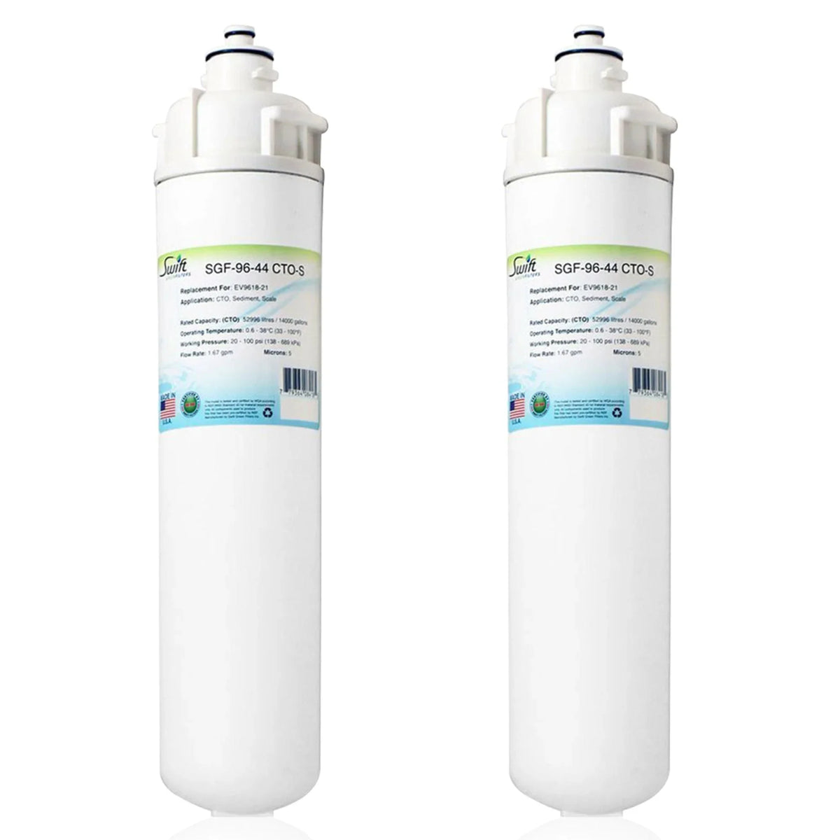 Swift Green Filters SGF-96-44 CTO-S Compatible Commercial Water Filter for EV9618-21, Made in USA (Pack of 2)