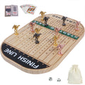 Horse Race Board Game Racing Game Thickened Pine with 11 Luxurious Durable Classic Metal Horses with 4 dice and 2 Boxes of Cards Across Finish Line Horse Racing Game