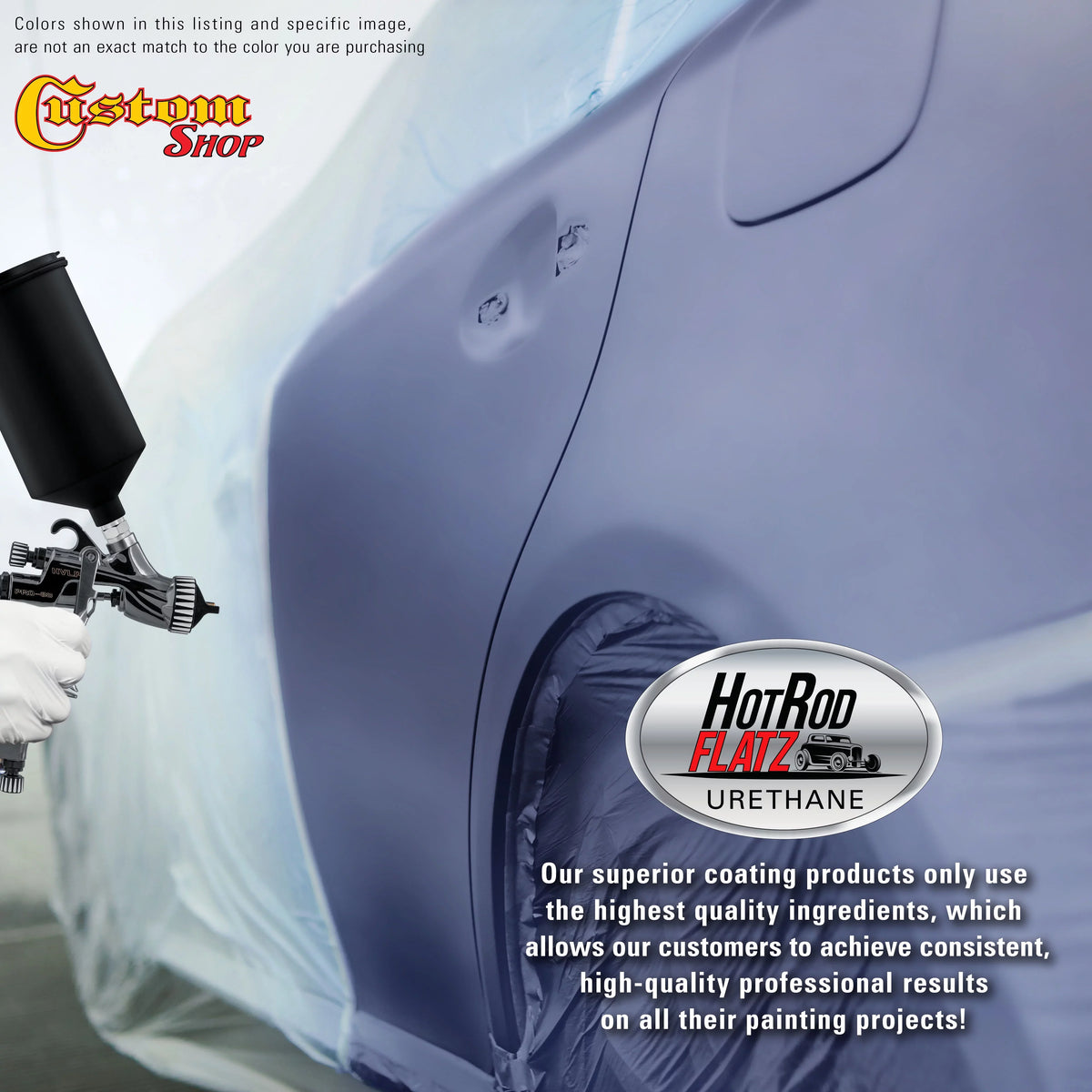 Custom Shop - Astro Blue Metallic - Hot Rod Flatz Flat Matte Satin Urethane Auto Spray - Complete Quart Spray Kit - Professional Low Sheen Automotive, Car Truck Coating, 4:1 Mix Ratio