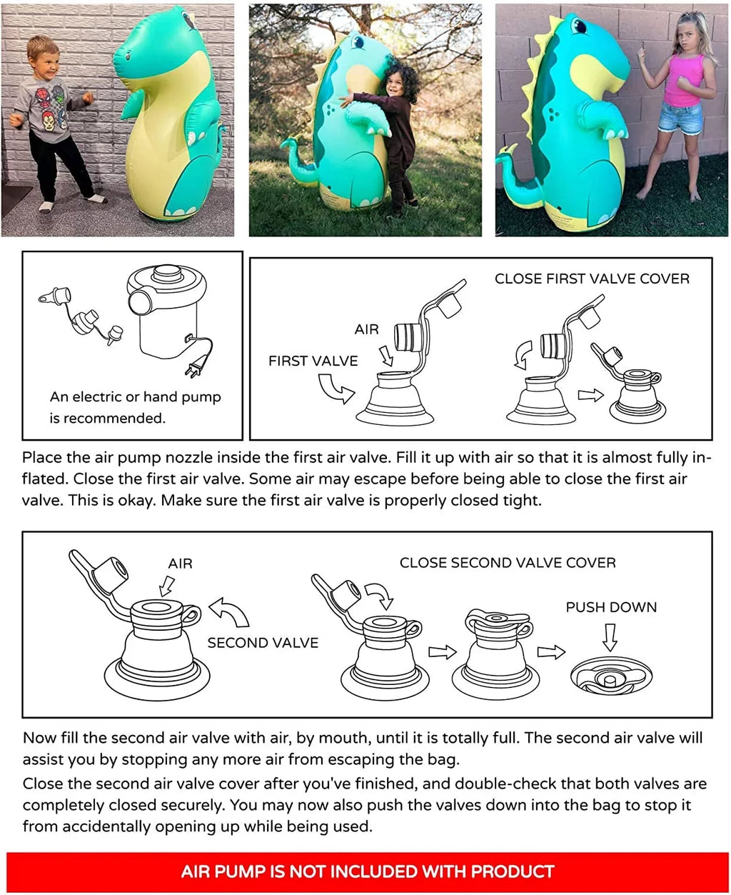 Blow-up Dudes) Green Stegosaurus Dinosaur 47 inches -Kids Punching Bag |Filled with Sand