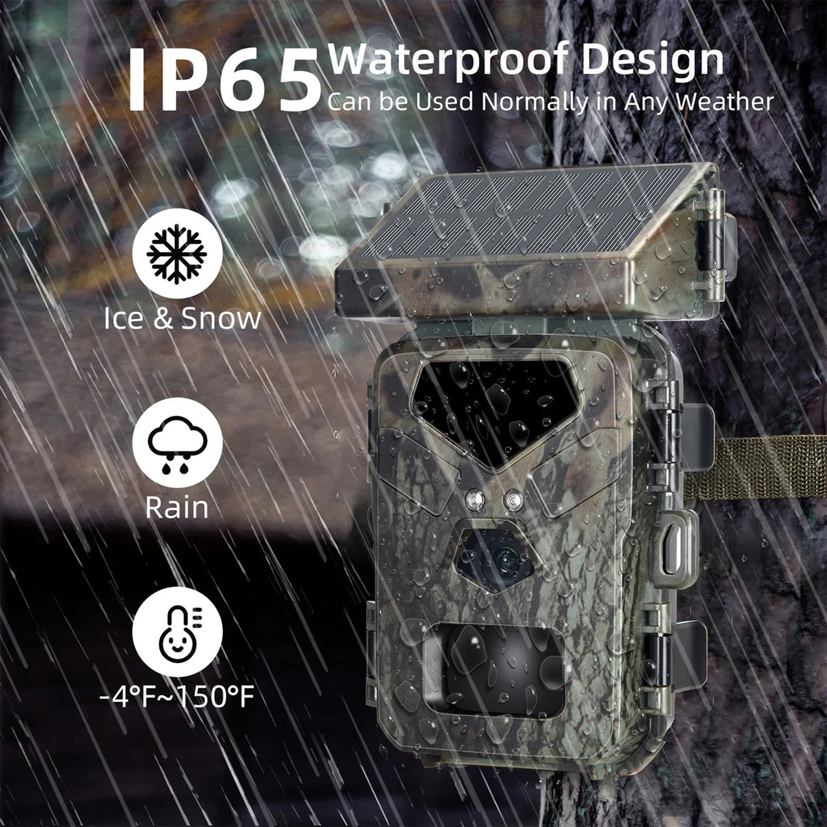 TOMSHOO Trail Camera Solar Powered 20MP 1080P Game Camera 0.3s Trigger Time Hunting Cam with Night Vision Motion Activated IP65 Waterproof Loop Recording for Wildlife