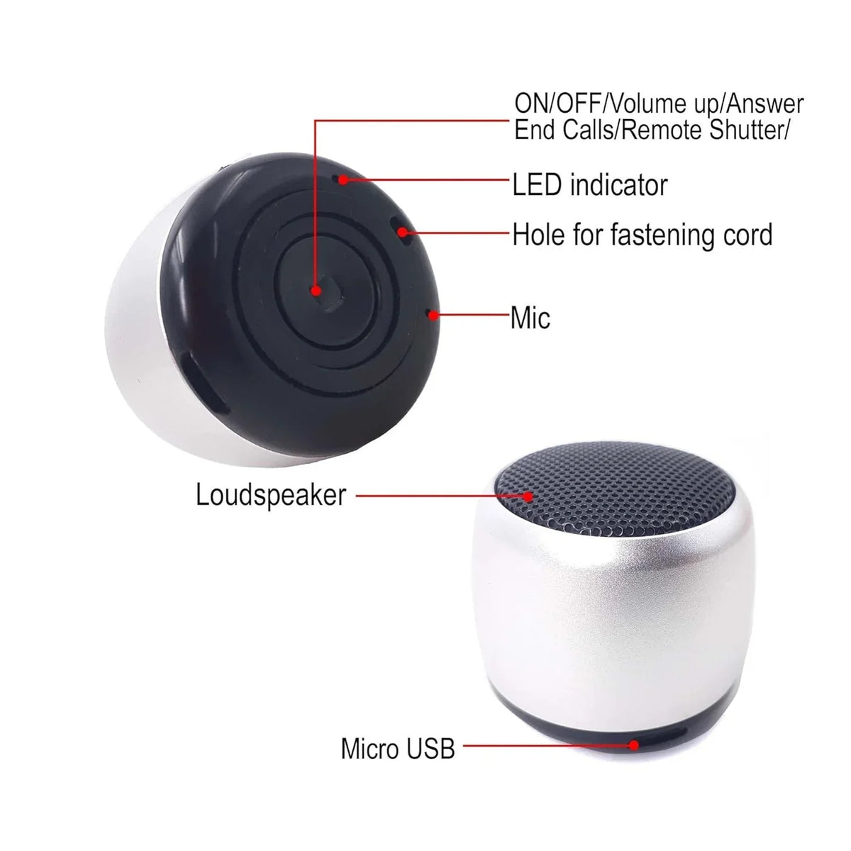 For TCL TAB 10s 10.1/TABMAX 10.4 - Wireless Speaker Mini Hands-free Microphone Audio Multimedia Rechargeable