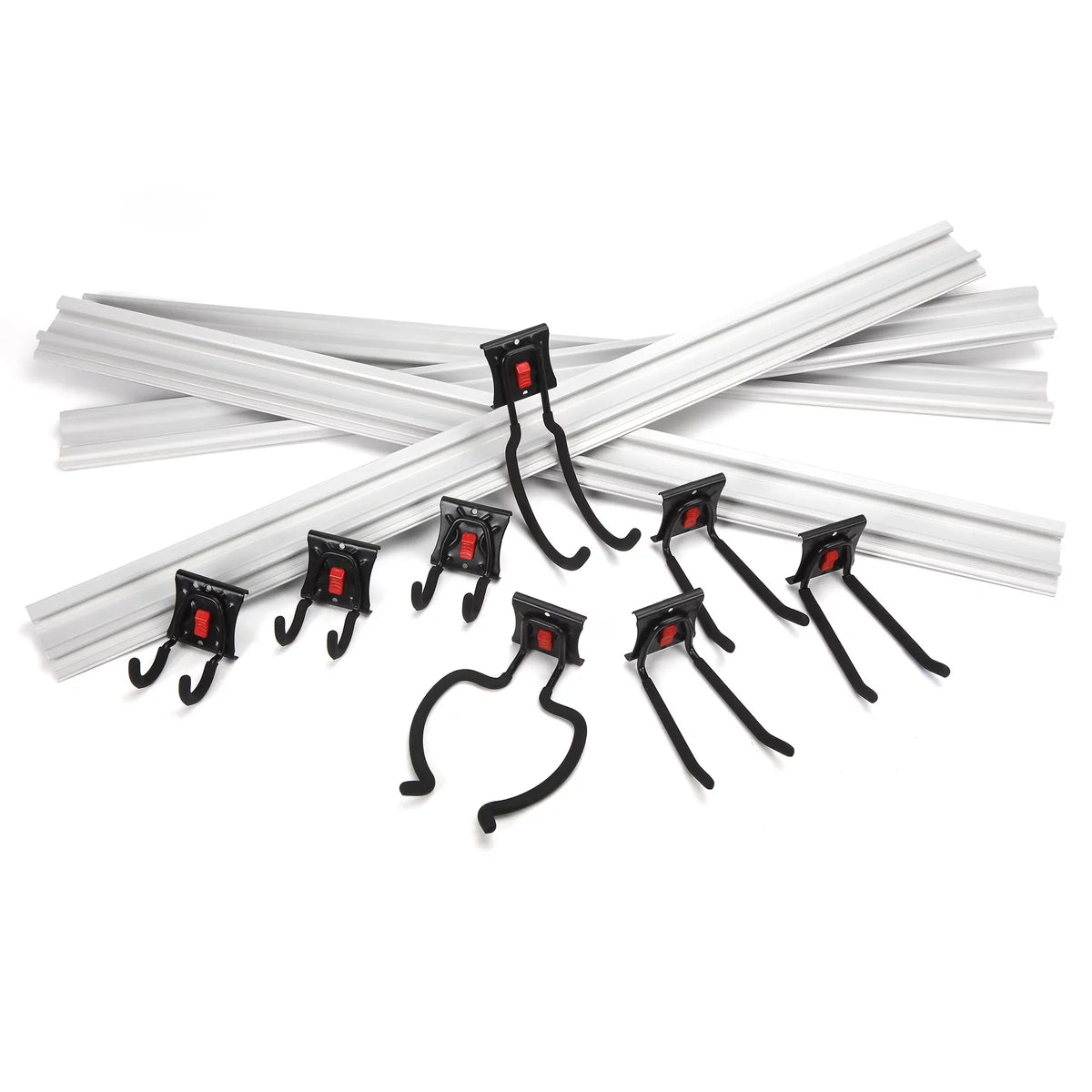 Hyper Tough 12-Piece Quick-Release Snap Rail Kit Garage Organizer System
