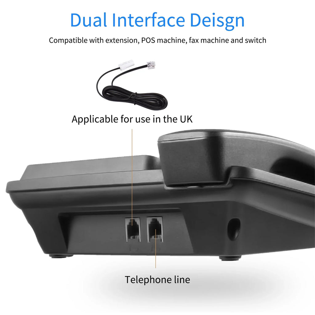 Black Corded Phone Desk Landline Phone Telephone DTMF/FSK Dual System Support Hands-Free/Redial/Flash/Speed Dial/Ring Control Built-in IC Chip Sound Real-time Date for Elderly Seniors Home