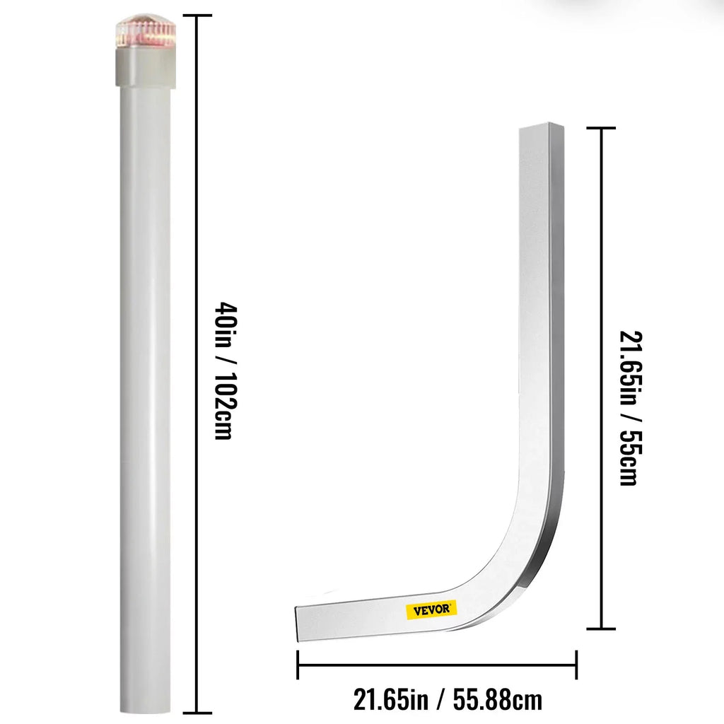 VEVORbrand Boat Trailer Guide-on, 40", 2pcs Galvanized Steel Trailer Post Guide on, with LED-Lighted Polyvinyl Tube Covers, Mounting Hardware Included, for Ski Boat, Fishing Boat or Sailboat Trailer