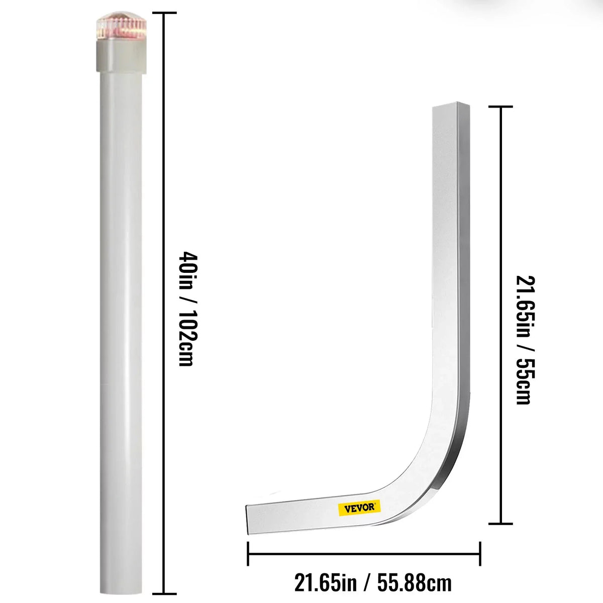 VEVORbrand Boat Trailer Guide-on, 40", 2pcs Galvanized Steel Trailer Post Guide on, with LED-Lighted Polyvinyl Tube Covers, Mounting Hardware Included, for Ski Boat, Fishing Boat or Sailboat Trailer