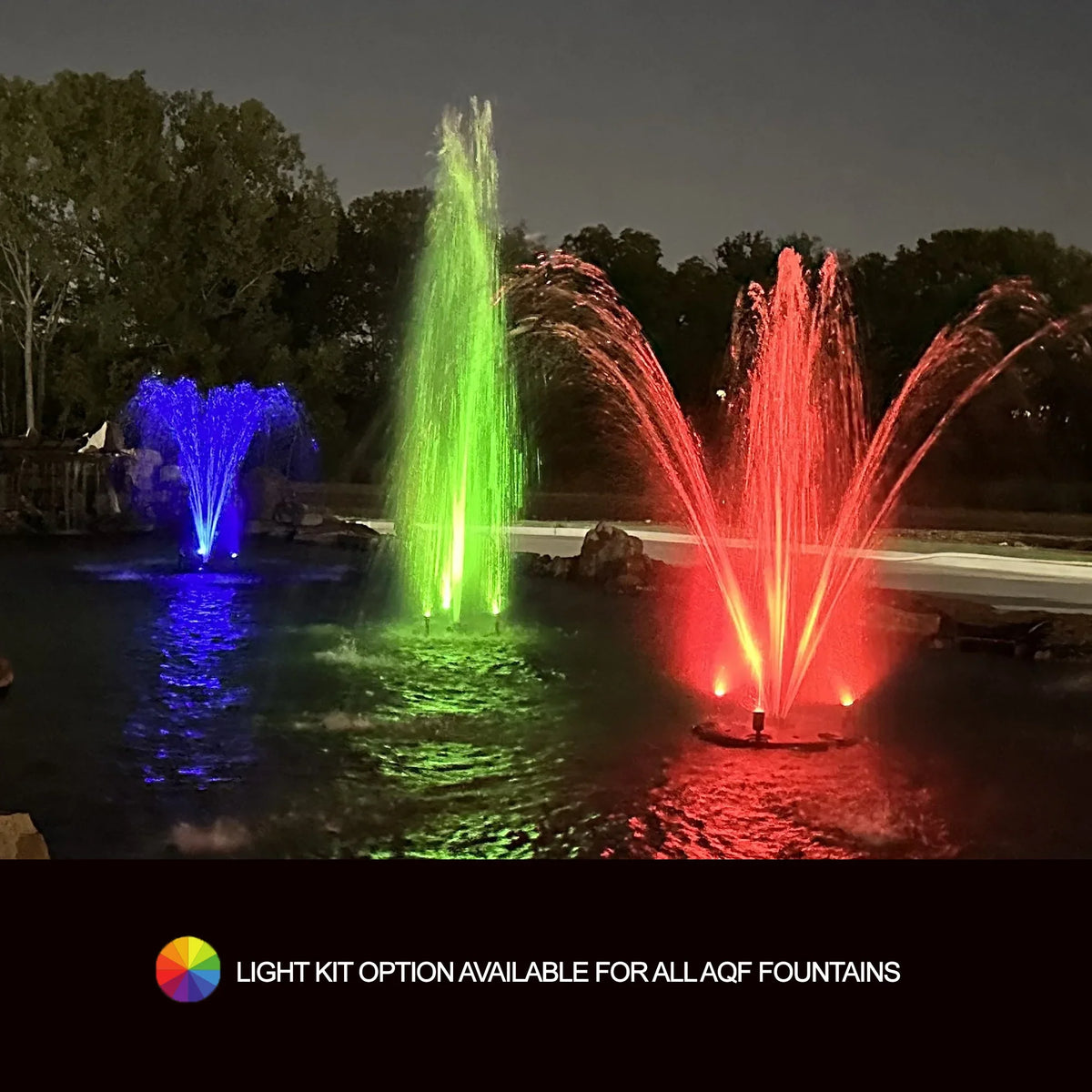 HALF OFF PONDS 1.5 HP Floating Fountain | 100 foot Cord | 11 Patterns | White Lights | Surface Aeration for Ponds | AQF125003X3W-100
