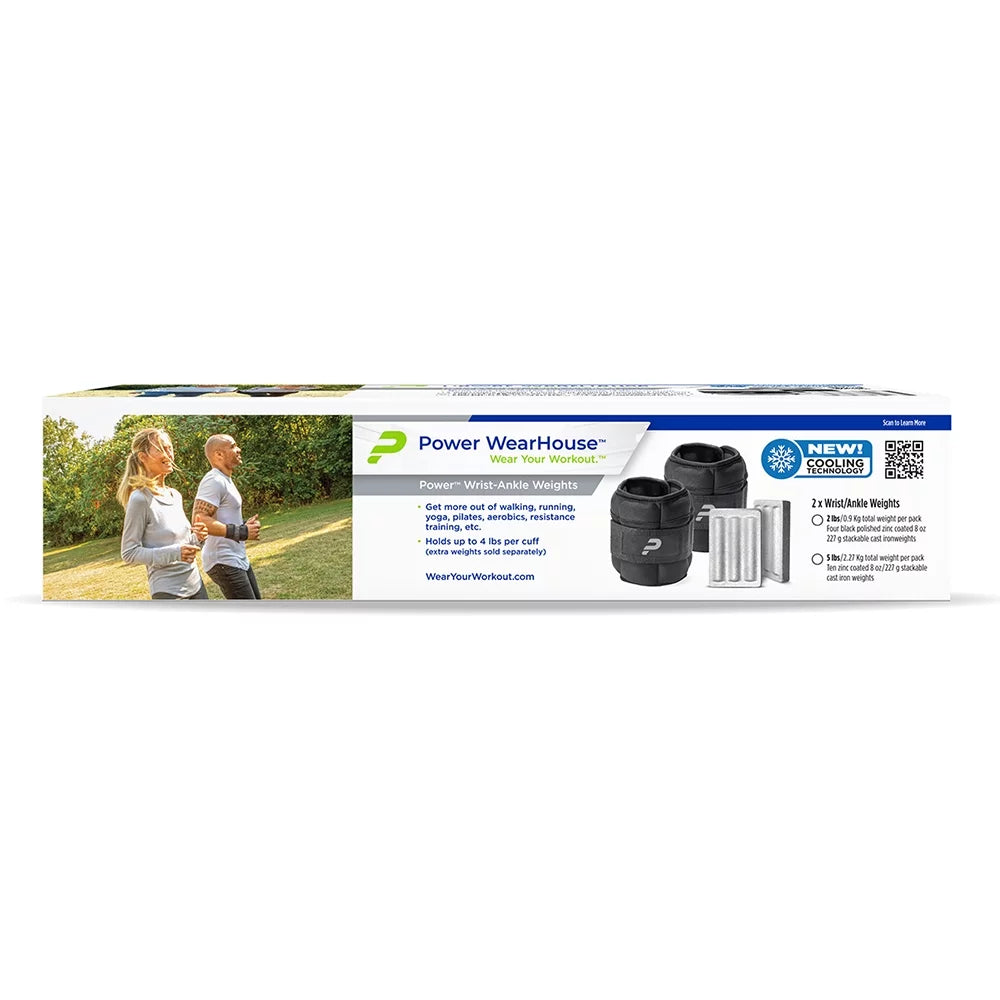 Power Wearhouse Comfortable & With 'Cooling Technology' Power Wrist-Ankle Weights, Gray, 2 x 2.5lbs