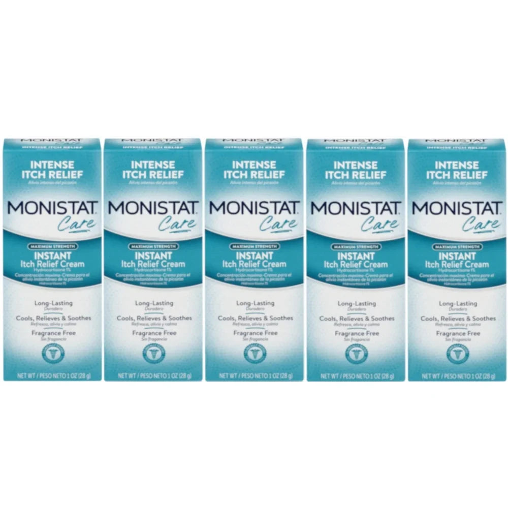5 Pack Monistat Care Maximum Strength Instant Itch Relief Cream, 1 Ounce Each