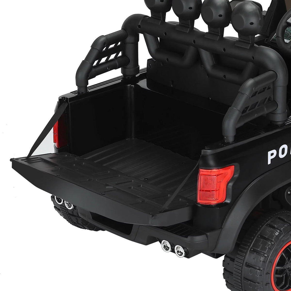 JOYLDIAS 6 Wheels 12V Kids Ride on Police Car Toy with Remote Control (Black)