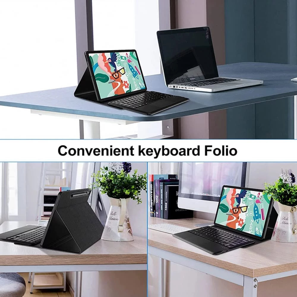 TouchPad Keyboard Case for Lenovo Tab P11 Pro Gen 2 / Lenovo Pad Pro 2022 Case 11.2 inch, Leather Stand Cover with Magnetically Detachable Keyboard forTab P11 Pro 2nd Generation (TB132FU), Black