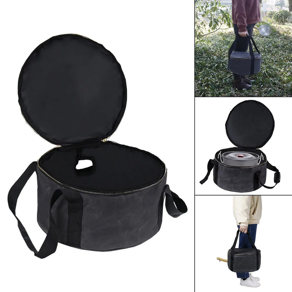 Durable Storage Bag Dutch Oven Container Cookware 12" Multipurpose Handbag Carry Bag for BBQ Camping ,Outdoor Activities ,Fishing Accessories - Gray