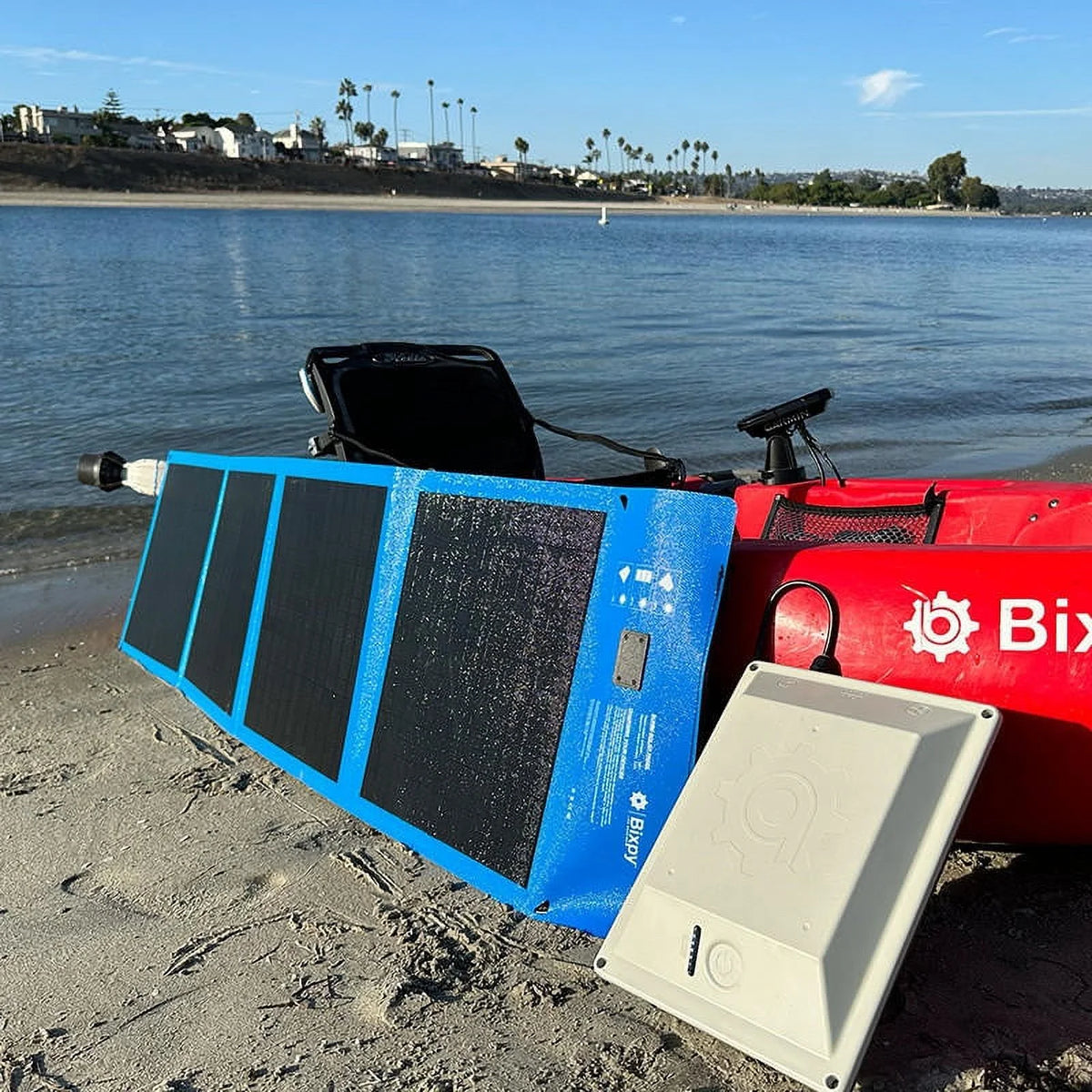 Bixpy K-1 Outboard Kit with SUN80 Solar Panel - Electric Marine Trolling Motor with 378 Wh Battery,Perfect for Kayak, Inflated Watercraft, Paddle Boards