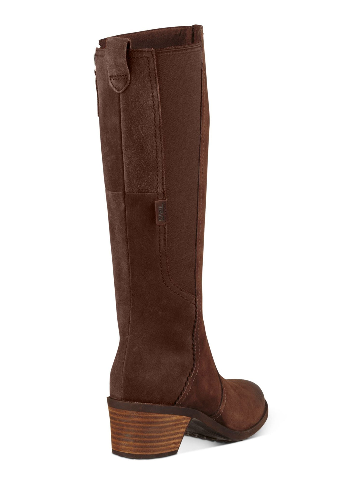 TEVA Womens Brown Waterproof Goring Padded Anaya Round Toe Block Heel Zip-Up Leather Riding Boot 7.5