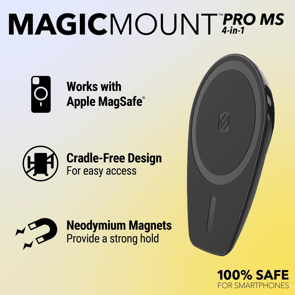 Scosche MPMSODVM MagicMount Pro MS 4in1 Magnetic Dash/Windshield/Vent Mount Comp w/ iPhone 15/14/13