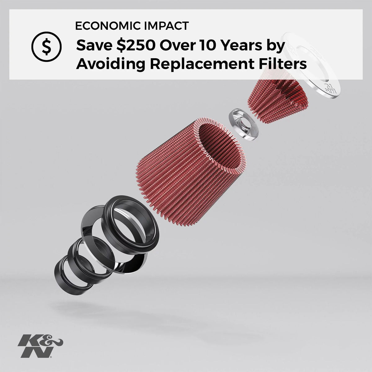 K&N Universal Clamp-On Air Filter: High Performance, Premium, Washable, Replacement Filter: Flange Diameter: 3.5 In, Filter Height: 6.5 In, Flange Length: 1.25 In, Shape: Round Tapered, RU-4630