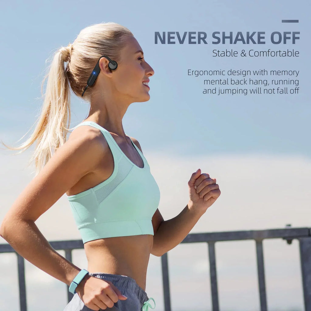 Bone Conduction Headphones, Open Ear Headphones, Bluetooth 5.0 Sports Wireless Earphones, Sweat Resistant Headset for Running, Cycling, Hiking, Driving