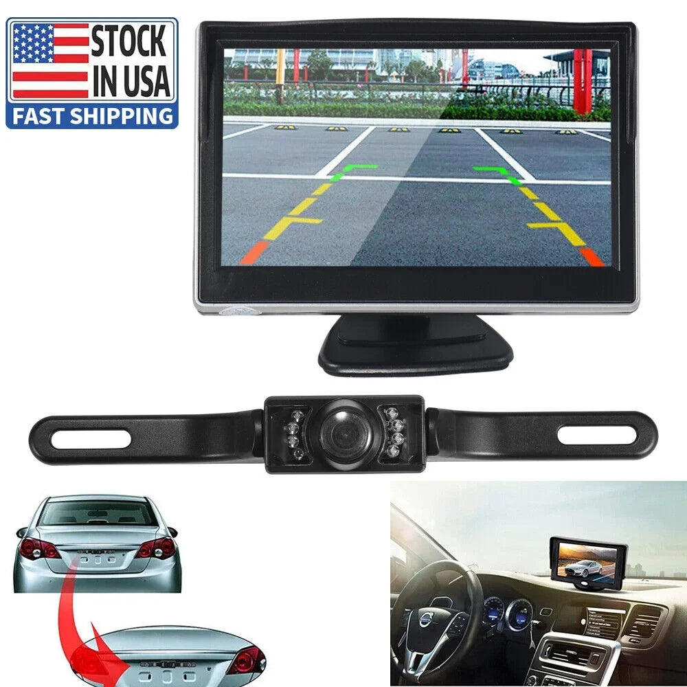 kydely Car Night Vision Backup Camera Kit 5" Wireless Monitor HD Rear View Waterproof