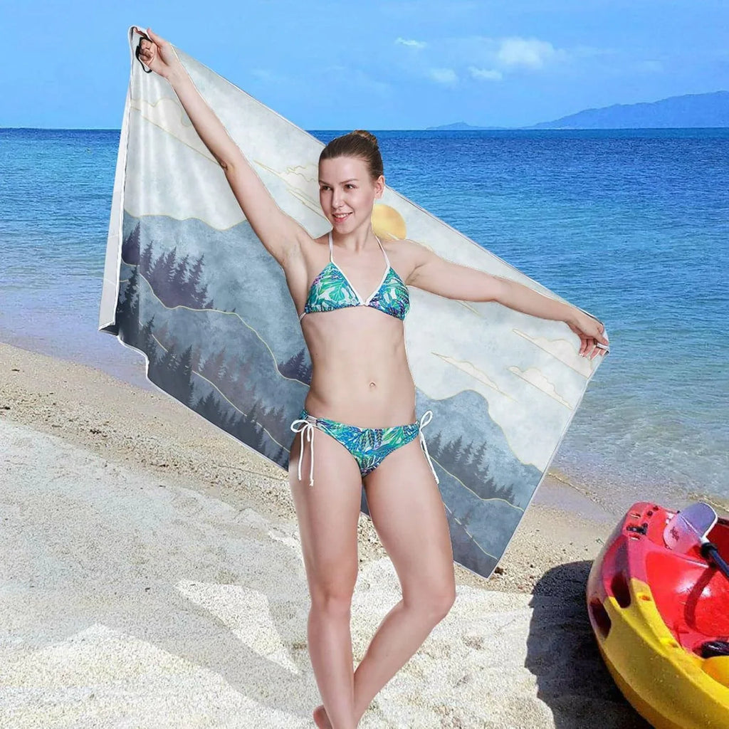 Bestwell Mountain Beach Towel - Super Absorbent Oversized Travel Towels - Lightweight Compact Quick Dry Towel for Swimming Camping Holiday （420）
